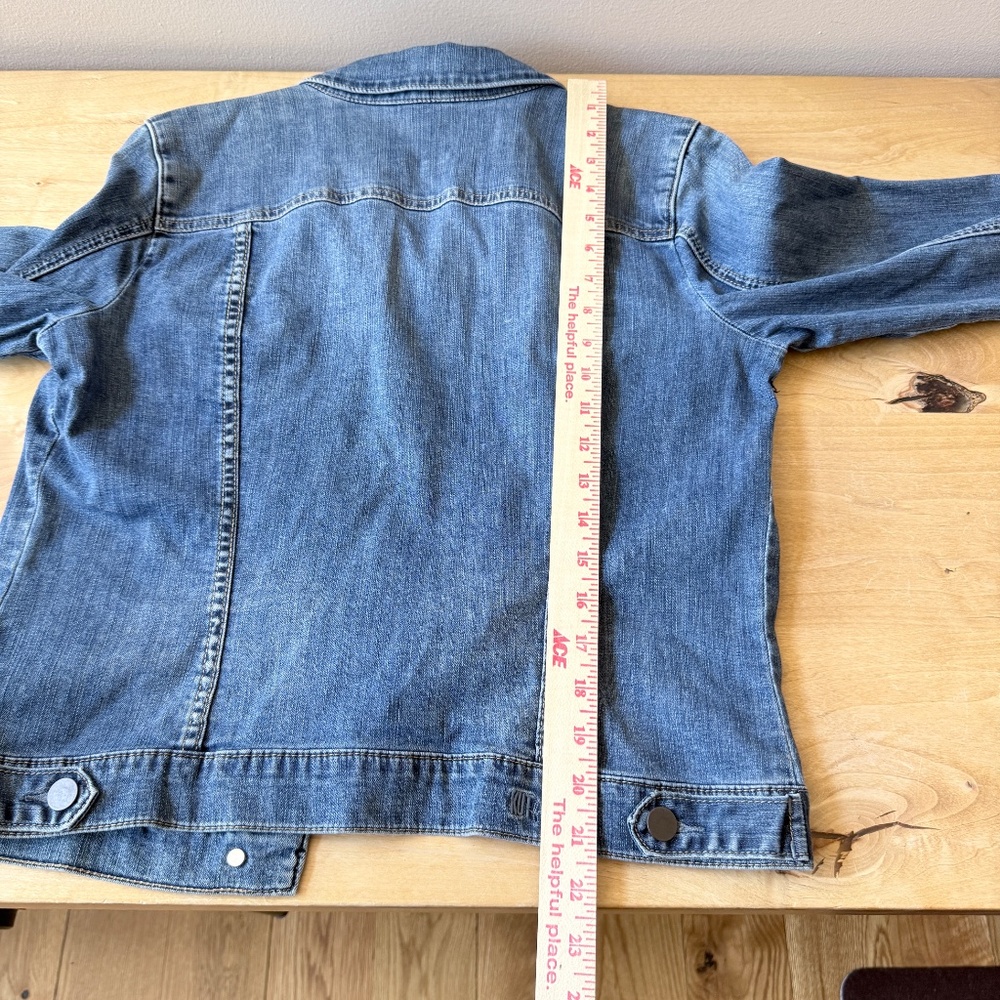 KUT FROM THE KLOTH AMELIA DENIM JEANS JACKET LT DISTRESSING CASUAL CLASSIC BOHO - Picture 9 of 12